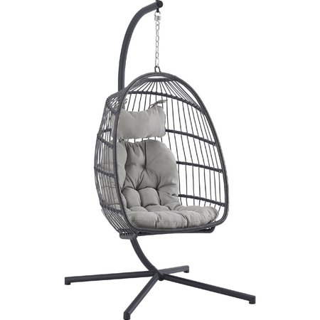 Walker Edison Furniture Walker Edison OREGGCHGYG Swing Egg Chair with Stand; Grey OREGGCHGYG